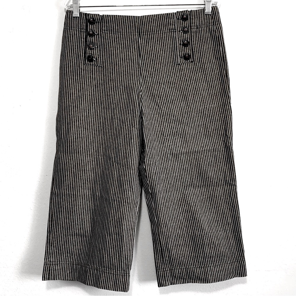 Larry Levine Striped Wide Leg Cropped Pants